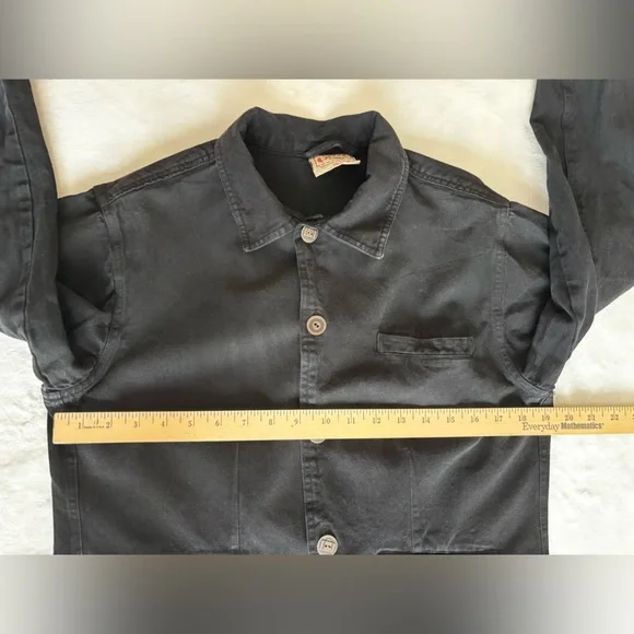 Chico's Cargo Jacket Vintage Black Denim Pockets Unisex Size 1(M) - Picture 4 of 8